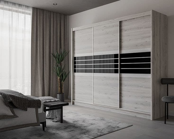 Turyn 250cm 3-Door Sliding Wardrobe - Oak Craft & Graphite Glass