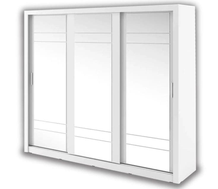 Manchester 250cm White 3-Door Sliding Wardrobe with Mirror