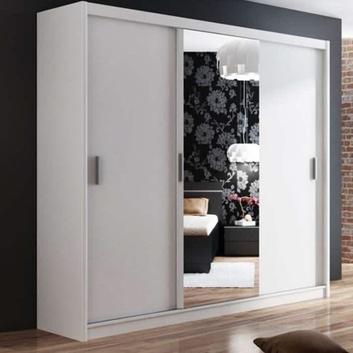 Monako 250cm 3-Door Sliding Wardrobe with Mirror - White