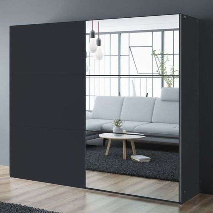 Vigo 250cm 3-Door Sliding Wardrobe with Mirror - Black
