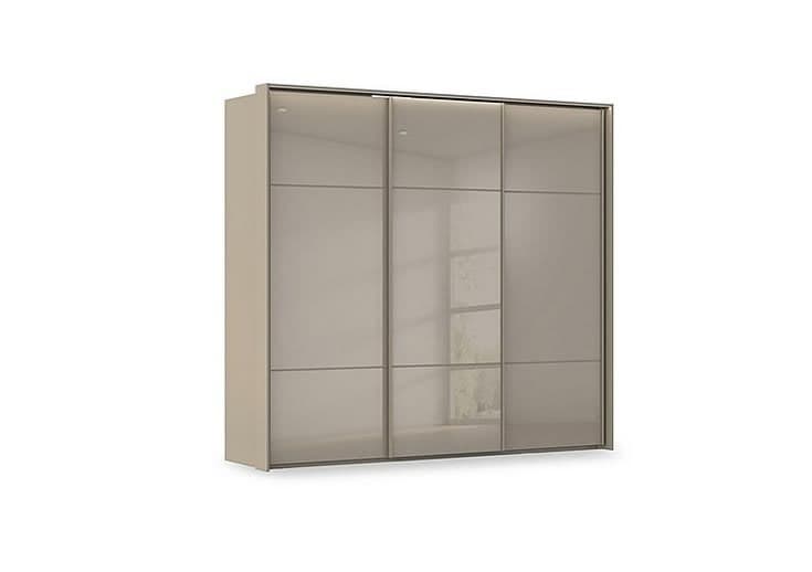Rauch Haven 250cm 3-Door Glass Sliding Wardrobe with Lights - Champagne Silk Grey