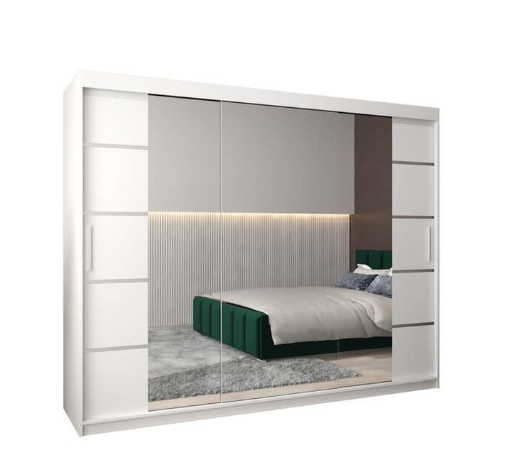 Verona 04 250cm 3-Door Sliding Wardrobe with Partial Mirror - White