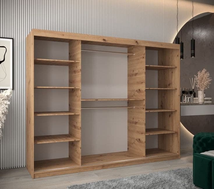 Rhomb 250cm 3-Door Sliding Wardrobe - Oak Sonoma