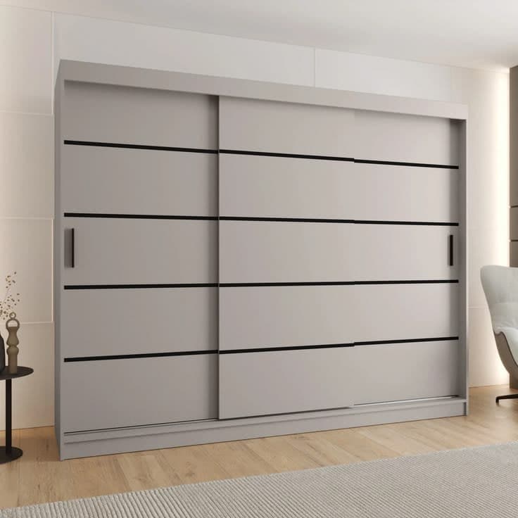 Rubino V1 250cm 3-Door Sliding Wardrobe - Grey