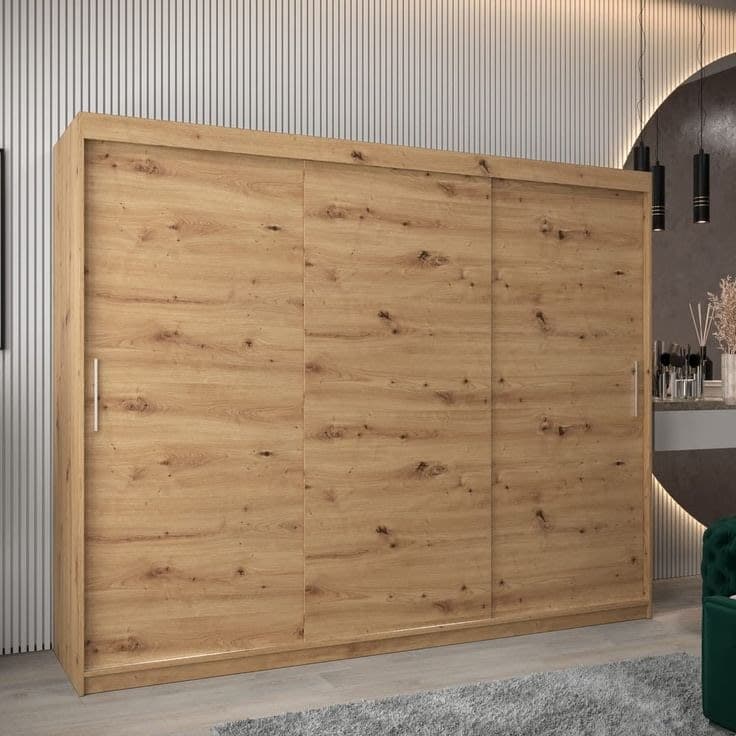 Tokyo 250cm 3-Door Sliding Wardrobe - Oak Sonoma