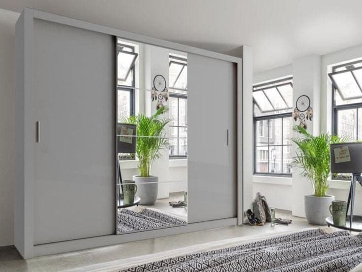 Idea 01 250cm 3-Door Sliding Wardrobe with Mirror - Grey