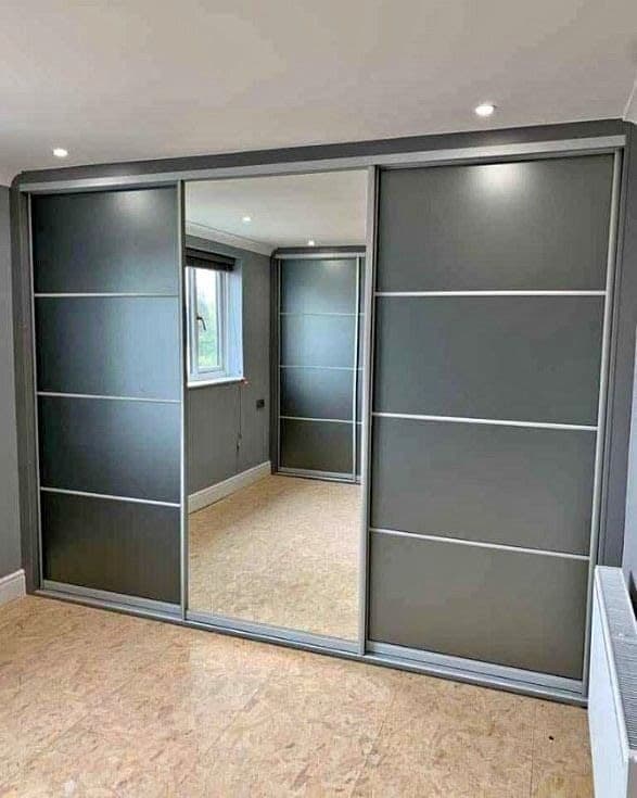 Lux 250cm 3-Door Sliding Wardrobe with Mirror - Grey