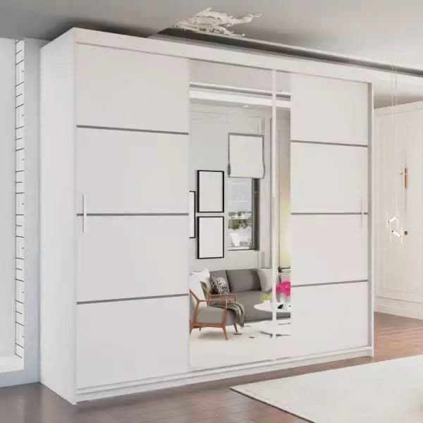 Vision 250cm 3-Door Sliding Wardrobe with Mirror - White
