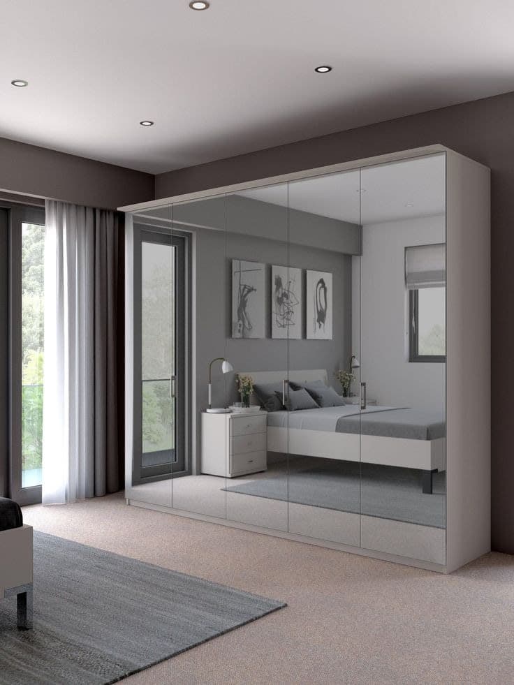 John Lewis Elstra 250cm Wardrobe with Mirrored Hinged Doors - Champagne