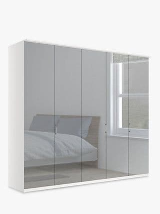 John Lewis Elstra 250cm Wardrobe with Mirrored Hinged Doors - White