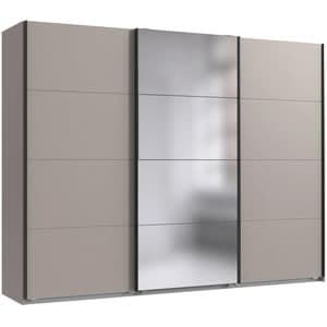 Aalst Sahara Grey 270cm Sliding Door Wardrobe with Mirror