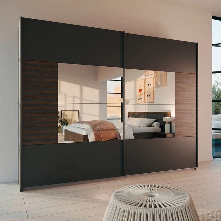 Vestro Metallic Grey 271cm Sliding Door Wardrobe with Mirror