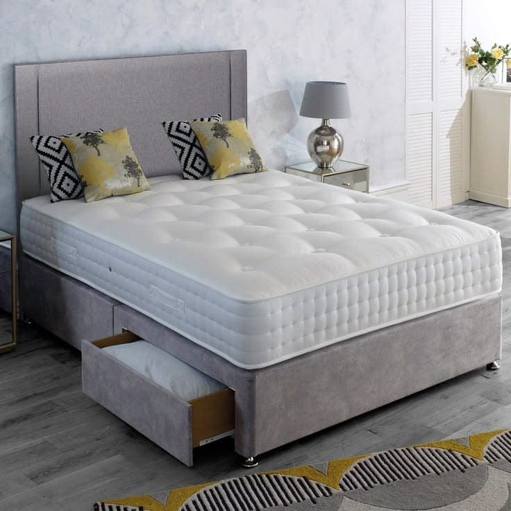 Hertford 1500 Orthopedic Upholstered Small Double Divan Bed Set with Drawers, Mattress & Headboard - 120cm