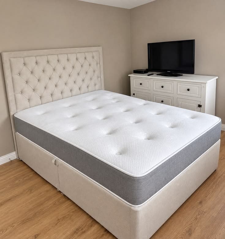 Never Used Divan Double Bed With Mattress & Storage - 4ft 6