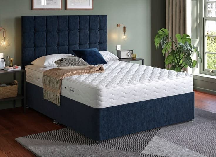 Dream Team Upholstered Divan Bed Set with Storage Drawers & Mattress - 4ft 6 Double