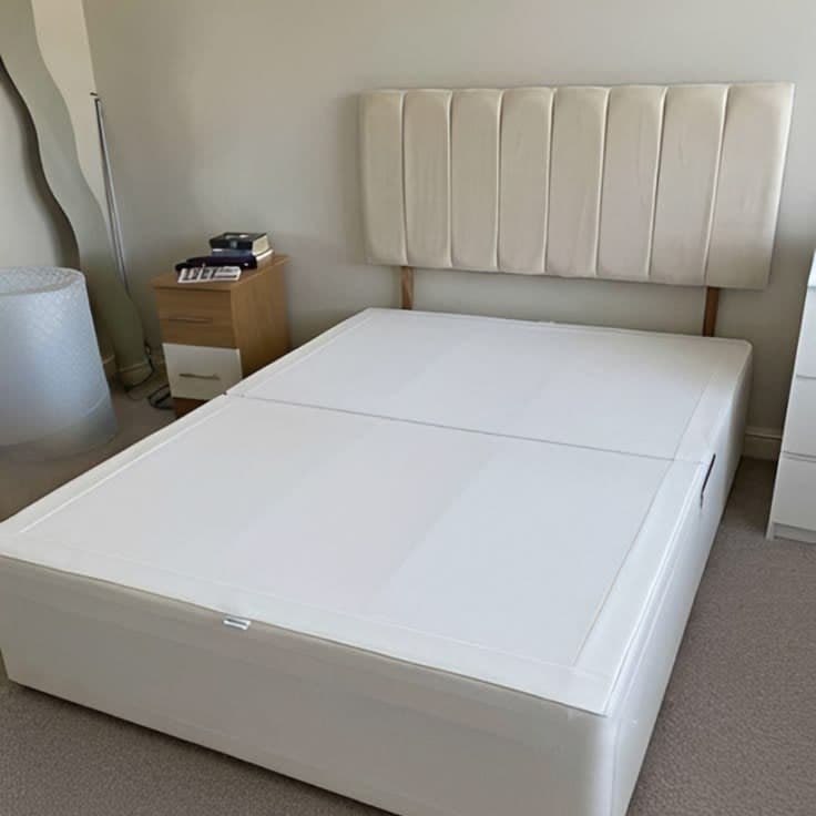 Dreams Unisex Upholstered Divan Bed Base with Vertical Fluted Headboard & Storage