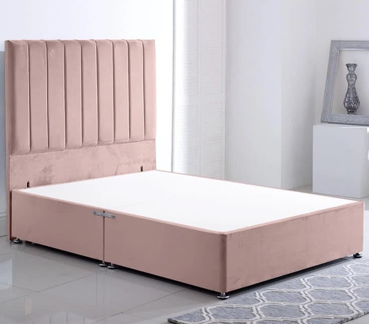 Comforest Deluxe Stripe Upholstered Divan Bed Frame - Plush Velvet - 4ft6 Double