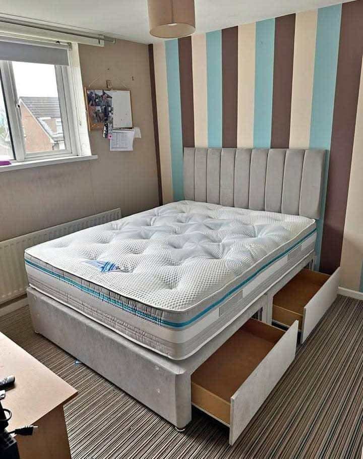 Divan Double Bed Set with Mattress & 2 Storage Drawers