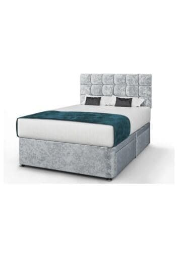 Bexhill Silver Crushed Velvet Divan Bed - Small Double 4ft