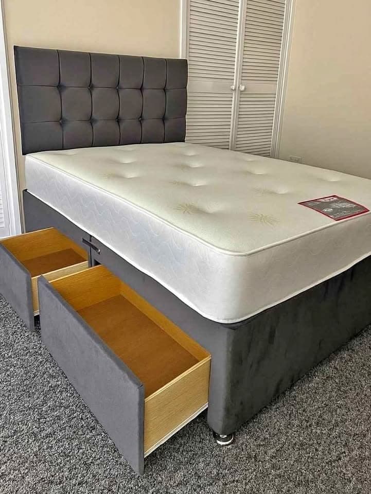 Double Divan Bed Set with Mattress & 2 Storage Drawers