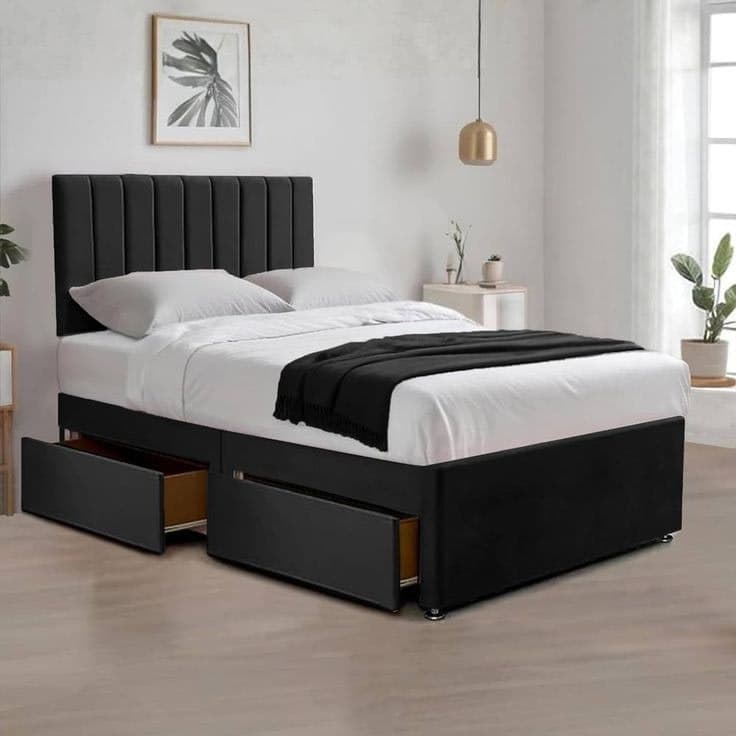 Bed Time UK Relaxing Plush Divan Bed Set with Mattress, 2 Drawers & 20 Headboard