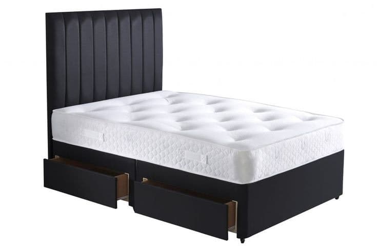 Memory Touch Memory Foam Divan Bed Set with 2 Drawers & Vertical Panel Headboard