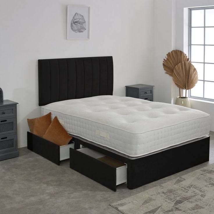 Noni Plush Panel Divan Bed Set with 1000 Pocket Deluxe Memory Mattress