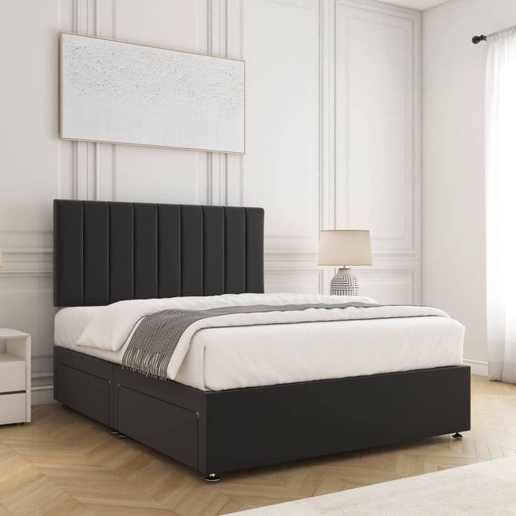 Bespoke Aria Velvet Divan Bed Set with 24-Inch Headboard, 2 Drawers & Mattress