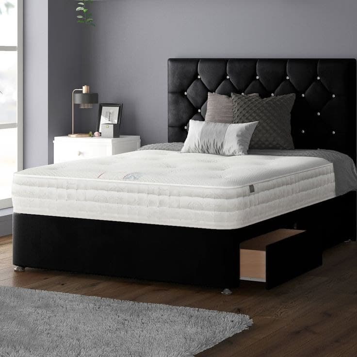 Crystal Diamond Chesterfield Divan Bed Set with Storage Drawer & Mattress