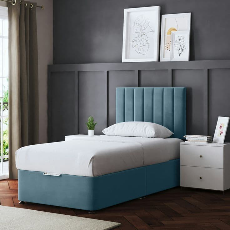 Upholstered Panel Divan Bed with Headboard