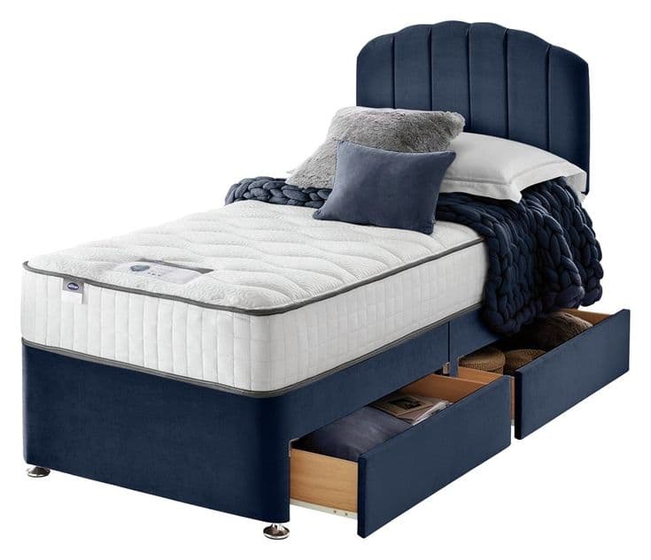 Silentnight Middleton Single Memory 2 Drawer Divan Bed Set - Blue