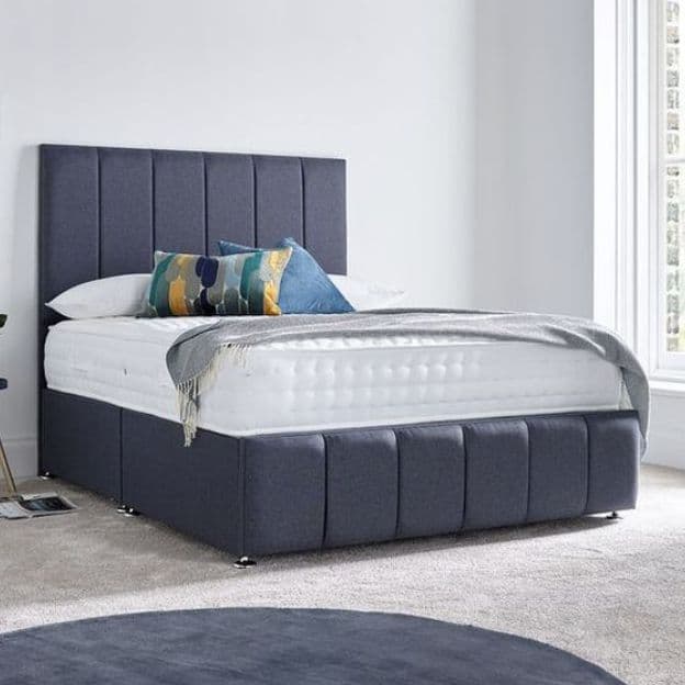 Empire Low Divan Bed Set with Vertical Paneled Headboard & Mattress