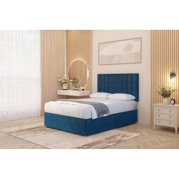 Alyssa Velvet Divan Bed Set with Sprung Memory Foam Mattress & Headboard