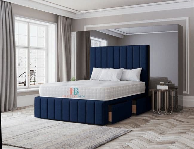 Flora Luxury Divan Bed Set with Vertical Paneled Headboard, Footboard & Mattress