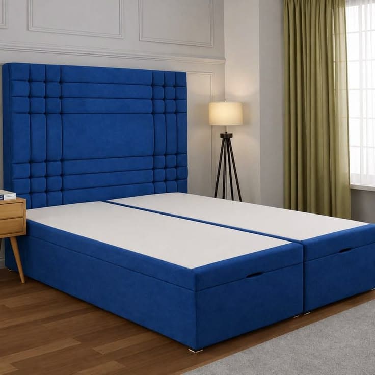 Soft Snooze Beds Modern Divan Ottoman Storage Bed with Stylish Panelled Headboard