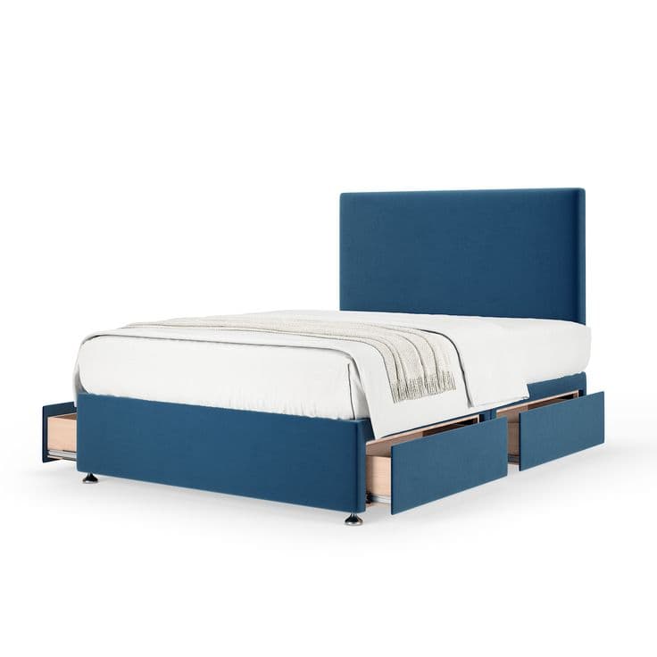 Bedmaster Plush Velvet 4 Drawer Divan Base & Plain Headboard Set