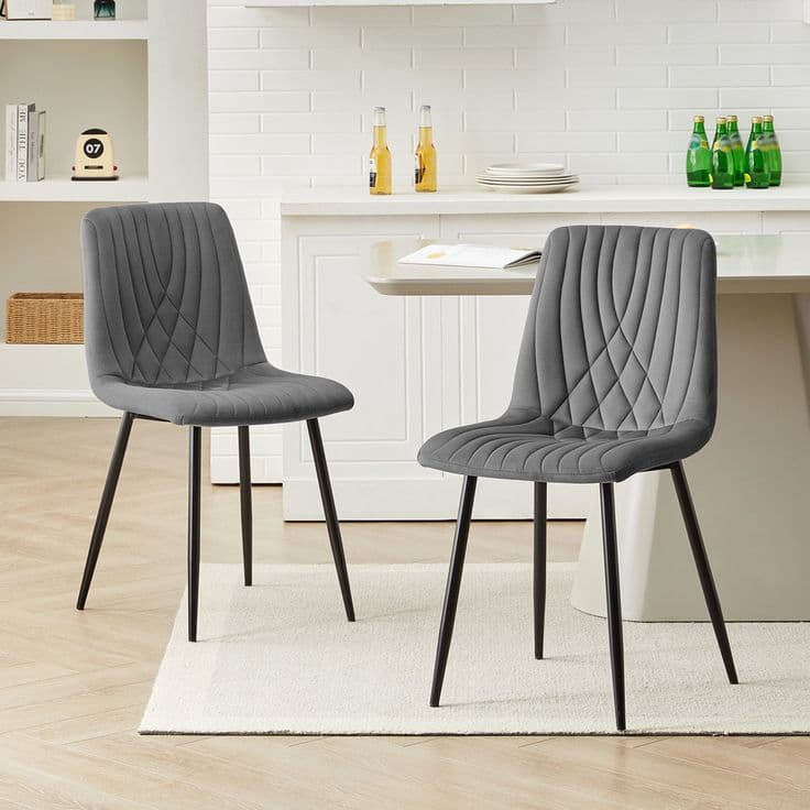 Velvet Upholstered Metal Side Chair