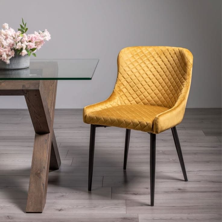 Quilted Velvet Upholstered Dining Chair