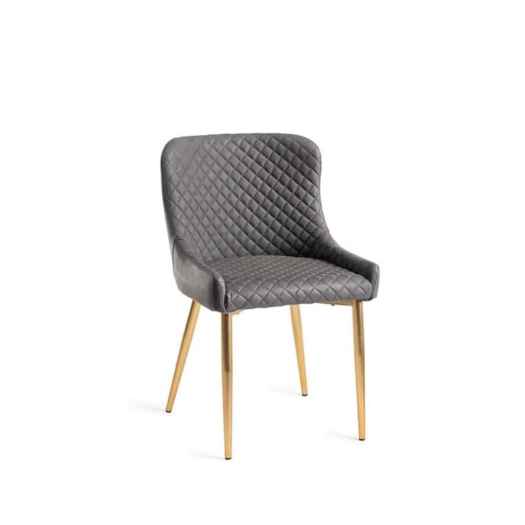 Quilted Faux Leather Dining Chair with Gold Legs