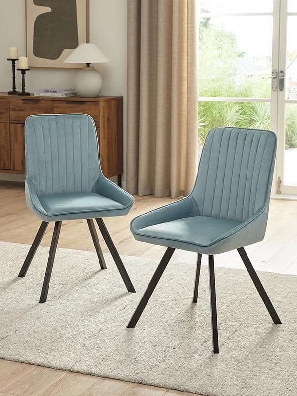 Marlow Dusty Blue Velvet Dining Chairs