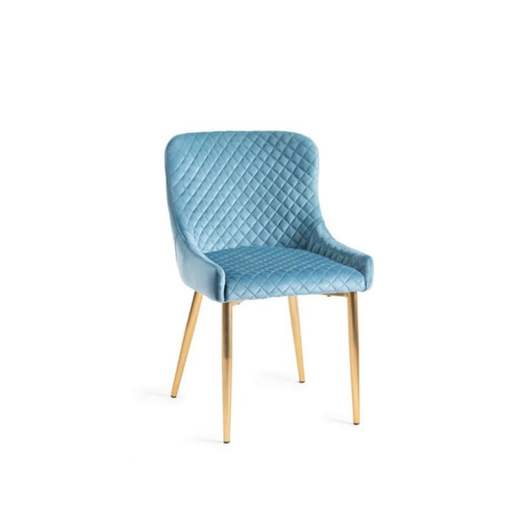 Quilted Velvet Dining Chair with Gold Legs