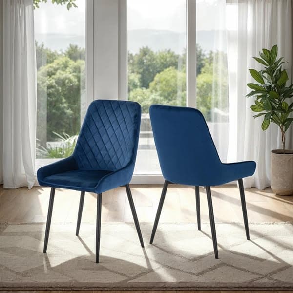 Avery Set of 2 Velvet Dining Chairs - Sapphire Blue