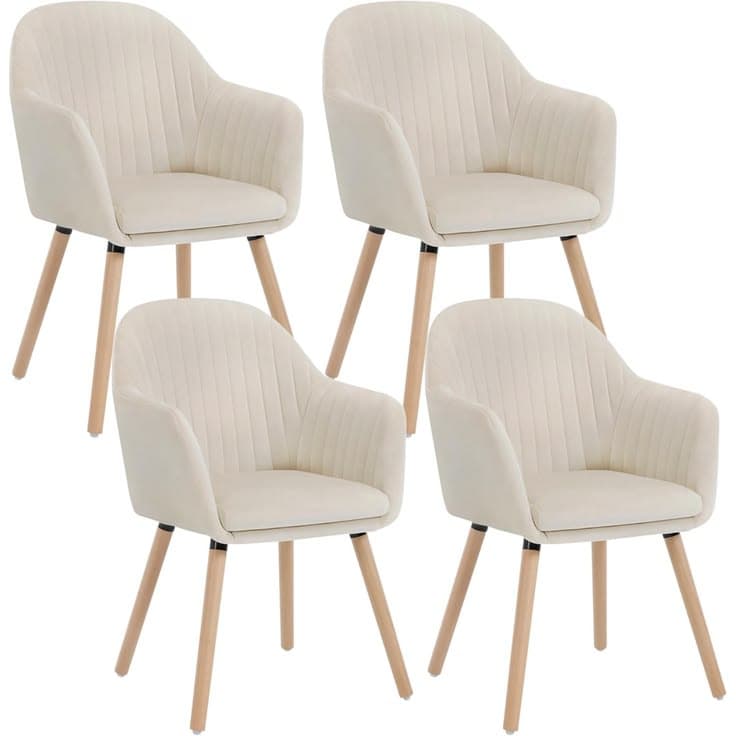 Nordic Velvet Armchair Dining Chairs (Set of 4)
