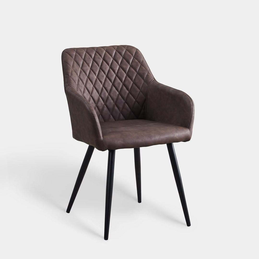 Vintage Brown Faux Leather Armchair Dining Chair