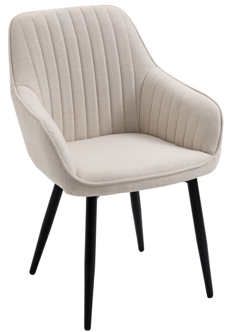 Modern Linen-Look Fabric Armchair Dining Chair