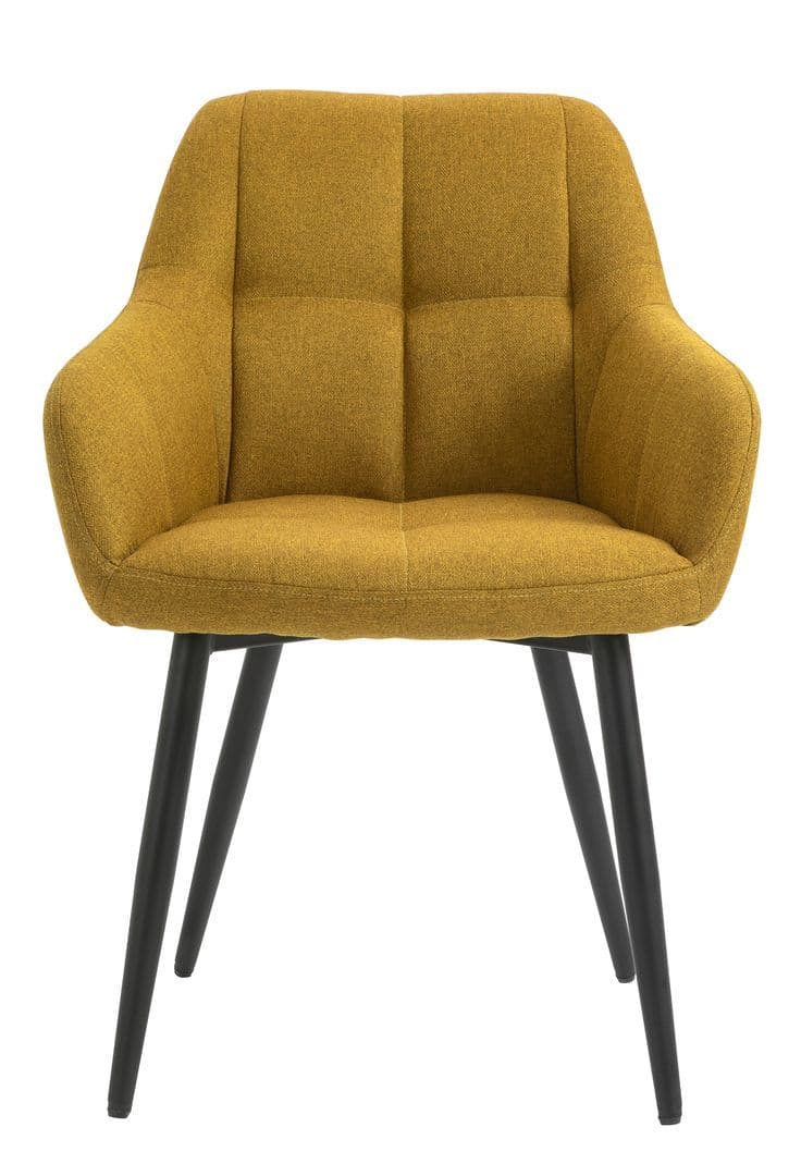 Mustard Yellow Textured Fabric Armchair Dining Chair