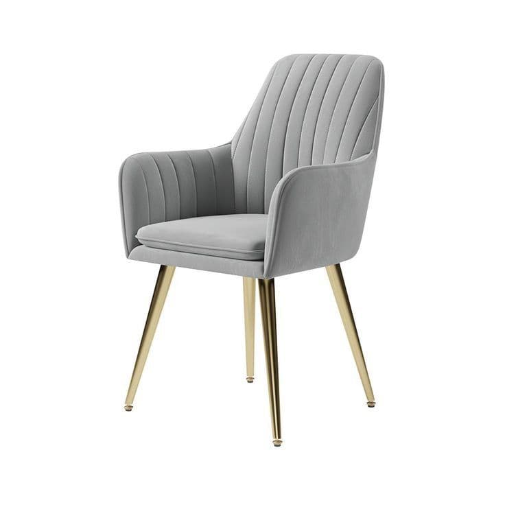 Aspen Velvet Gold-Leg Armchair Dining Chair