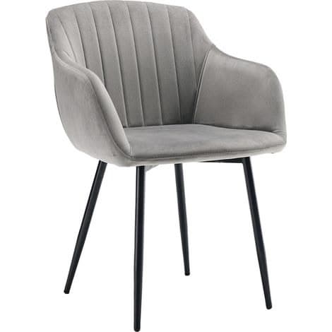 Modern Light Grey Velvet Armchair Dining Chair (Single)