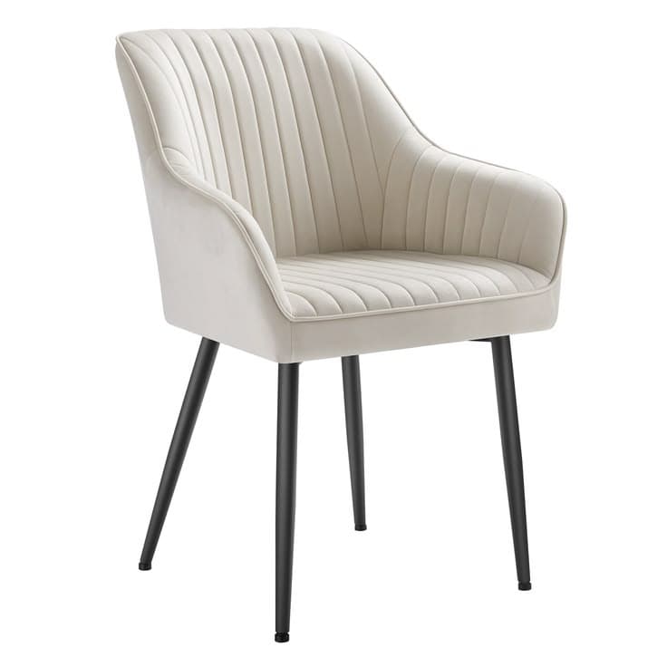 SONGMICS Cappuccino Velvet Armchair Dining Chair with Black Metal Legs