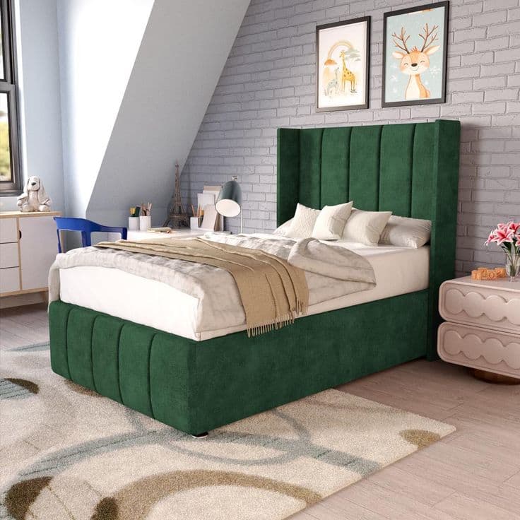 Cidra Kids Wingback Divan Bed with 54 Inch Headboard and Mattress